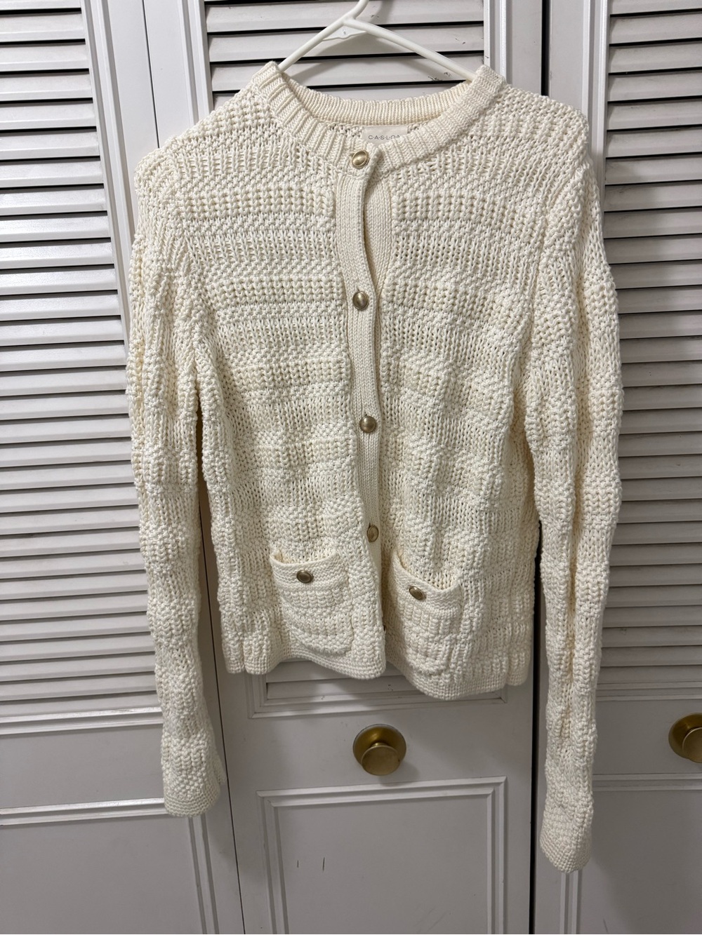 Cream Knit Button-Front Women's Sweater Cardigan